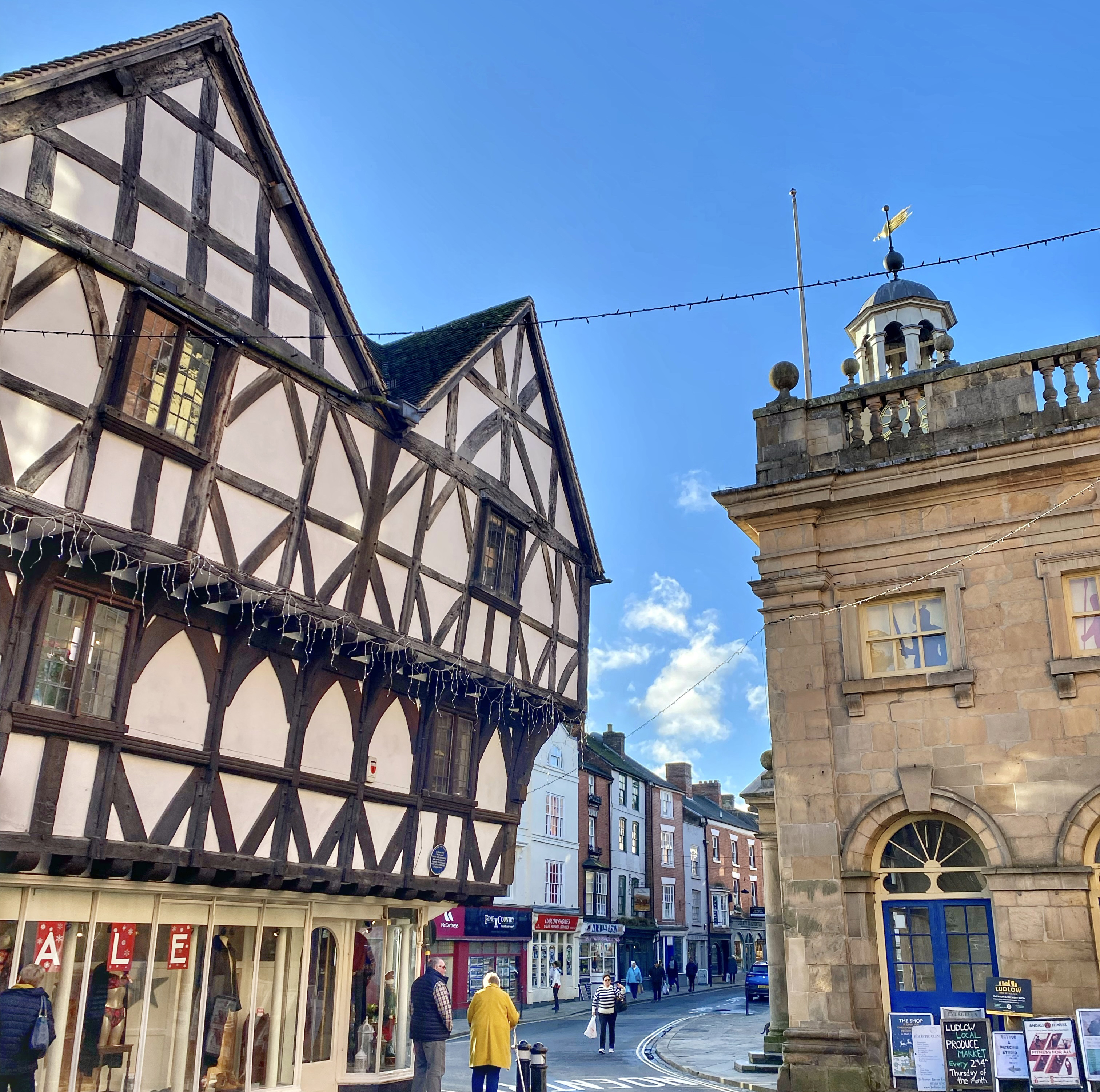 Ludlow centre on a sunny day